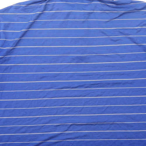 Nike Mens Blue Striped Polyester Basic Polo Size M Collared Button