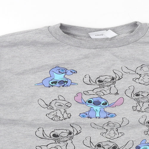 Disney Womens Grey Cotton Pullover Sweatshirt Size 2XS Pullover - Stitch