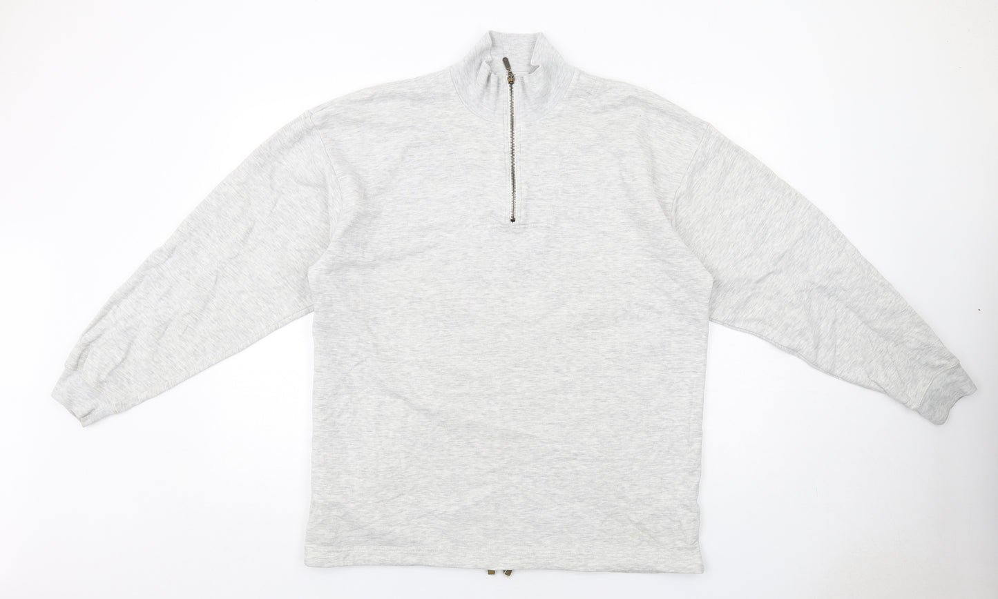 Marks and Spencer Womens Grey Cotton Pullover Sweatshirt Size 16 Zip