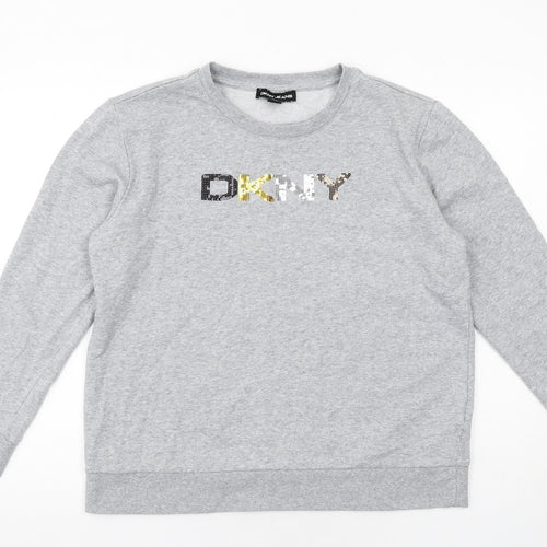 DKNY Womens Grey Cotton Pullover Sweatshirt Size M Pullover