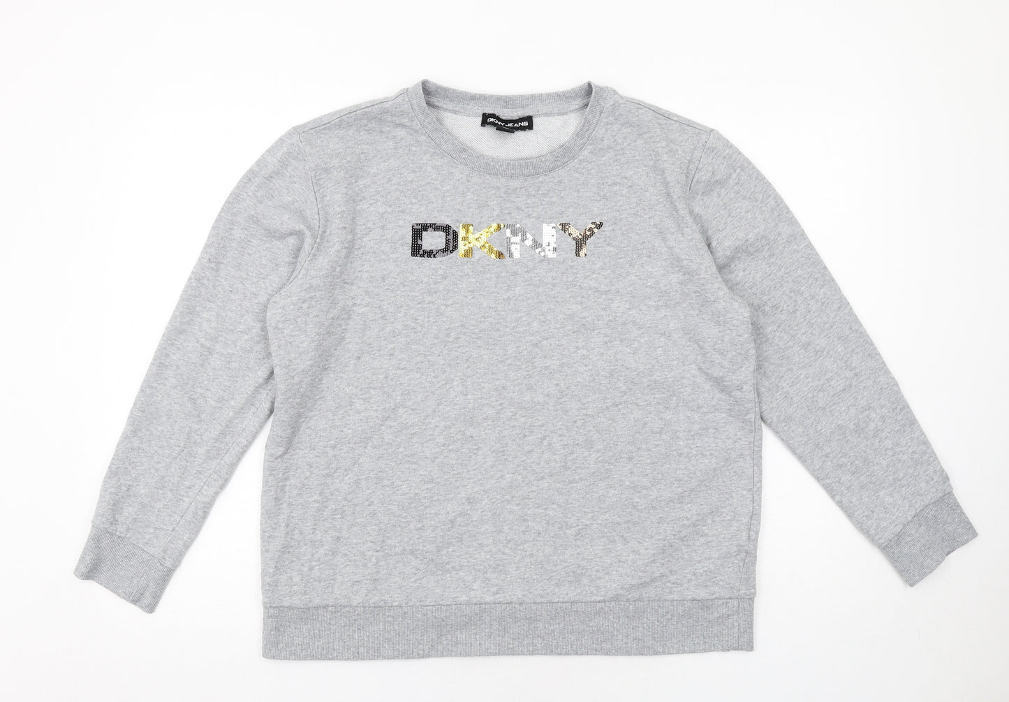 DKNY Womens Grey Cotton Pullover Sweatshirt Size M Pullover