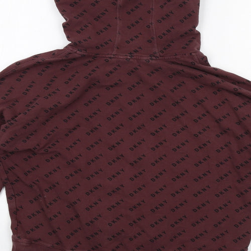 DKNY Womens Brown Geometric Cotton Pullover Hoodie Size XS Pullover