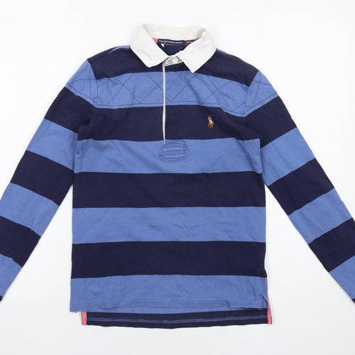 Ralph Lauren Sport Womens Blue Striped Cotton Basic Polo Size S Collared