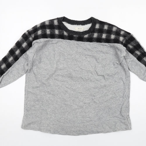 Madewell Womens Grey Check Cotton Full Zip Sweatshirt Size S Pullover