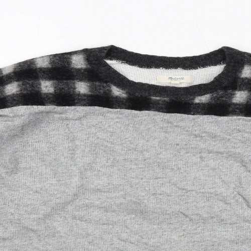 Madewell Womens Grey Check Cotton Full Zip Sweatshirt Size S Pullover