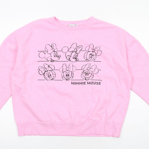 Disney Womens Pink Cotton Pullover Sweatshirt Size M Pullover - Minnie Mouse