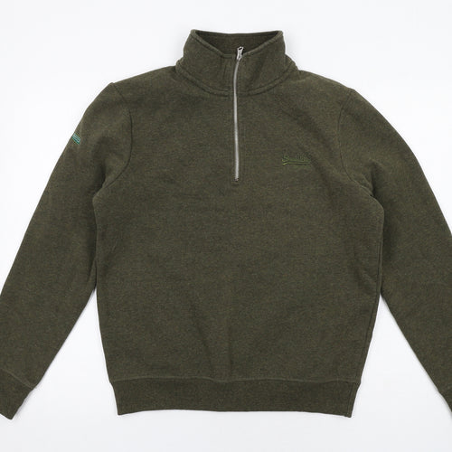 Superdry Mens Green Cotton Pullover Sweatshirt Size M