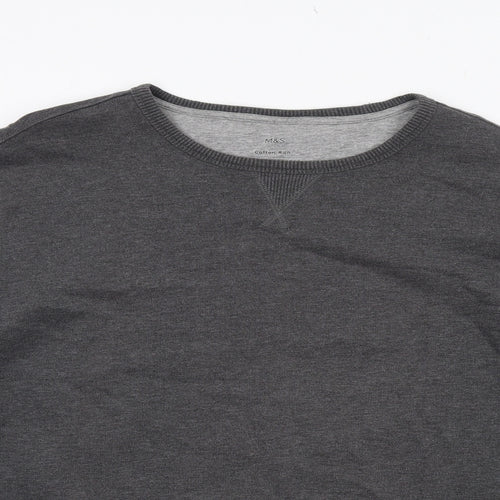 Marks and Spencer Mens Grey Cotton Pullover Sweatshirt Size 2XL