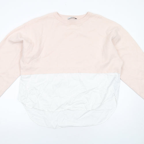 Zara Womens Pink Round Neck Viscose Pullover Jumper Size S