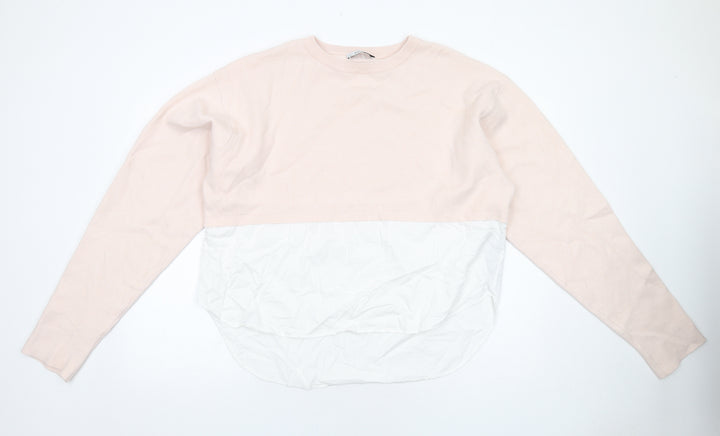 Zara Womens Pink Round Neck Viscose Pullover Jumper Size S