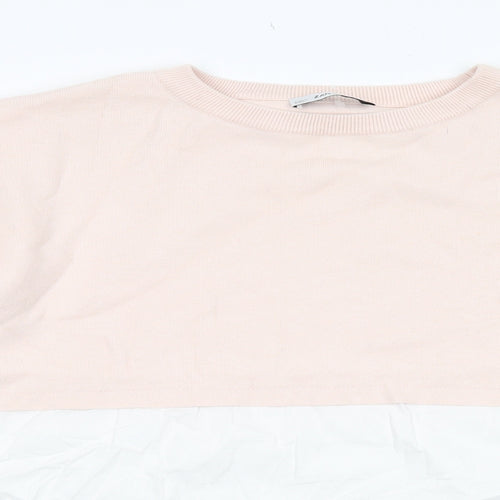 Zara Womens Pink Round Neck Viscose Pullover Jumper Size S
