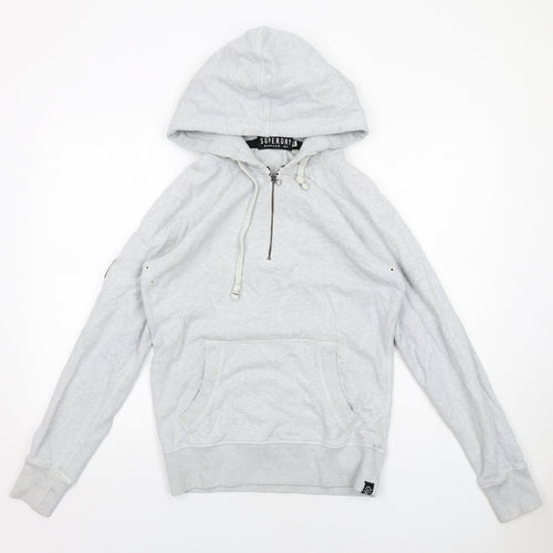 Superdry Mens Grey Cotton Pullover Hoodie Size S