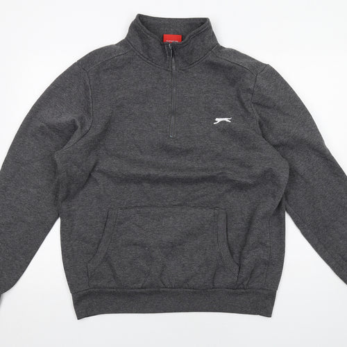 Slazenger Mens Grey Polyester Henley Sweatshirt Size L