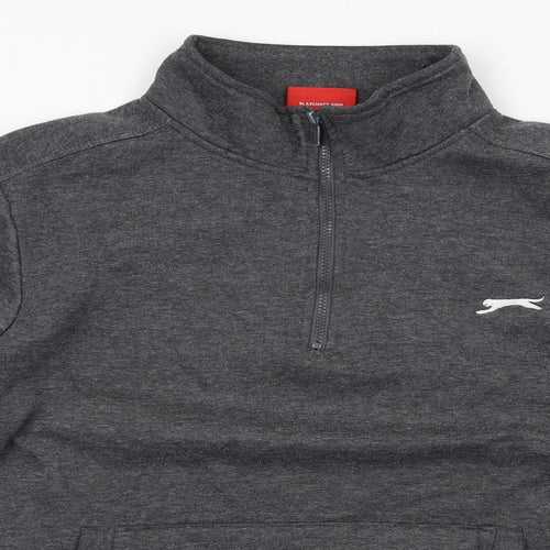 Slazenger Mens Grey Polyester Henley Sweatshirt Size L