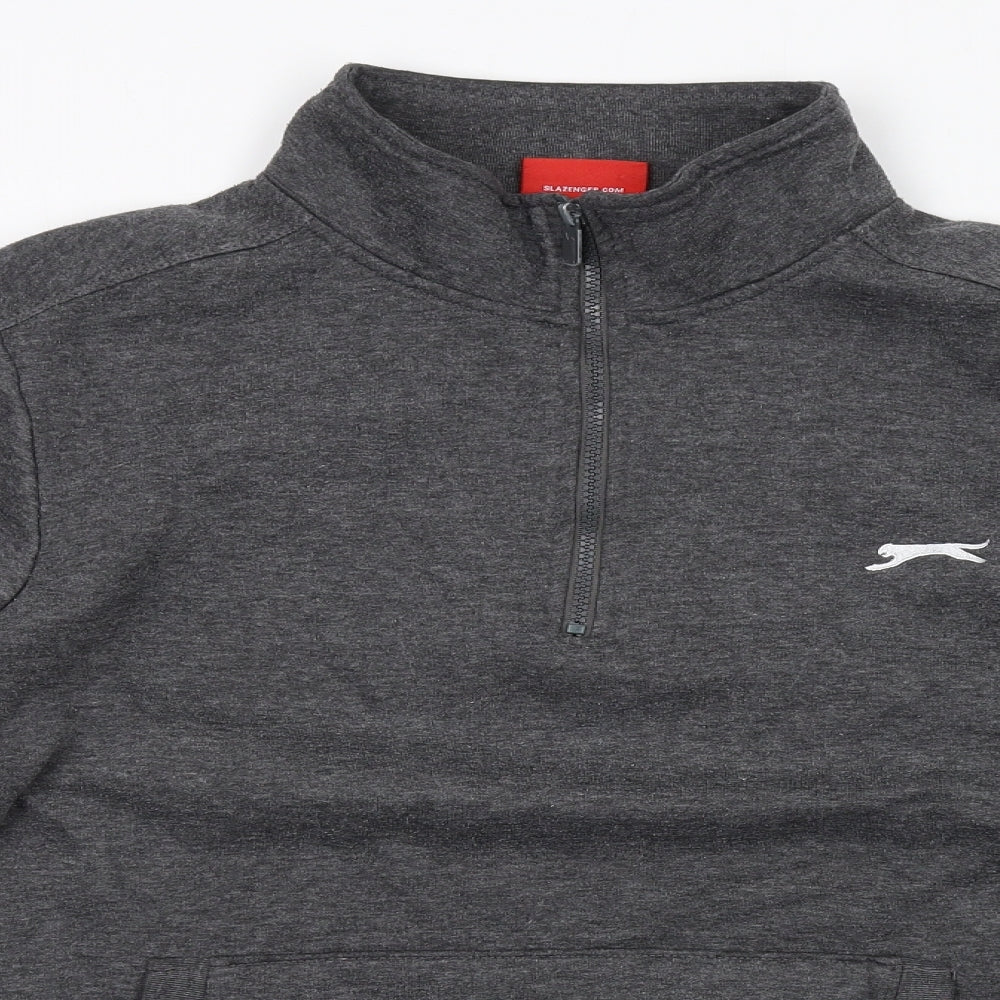 Slazenger Mens Grey Polyester Henley Sweatshirt Size L