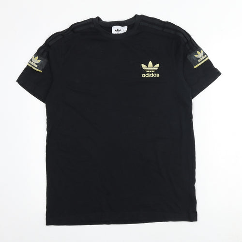 adidas Mens Black Cotton T-Shirt Size M Round Neck