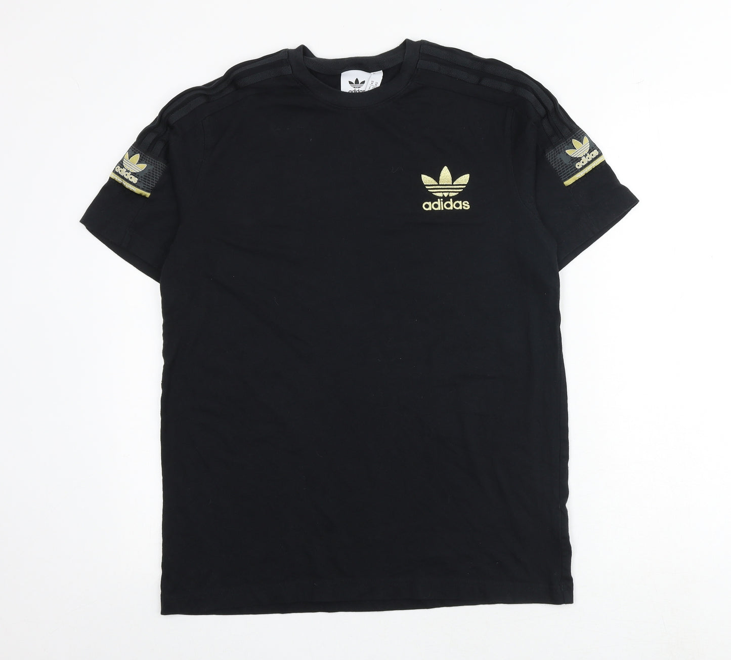 adidas Mens Black Cotton T-Shirt Size M Round Neck