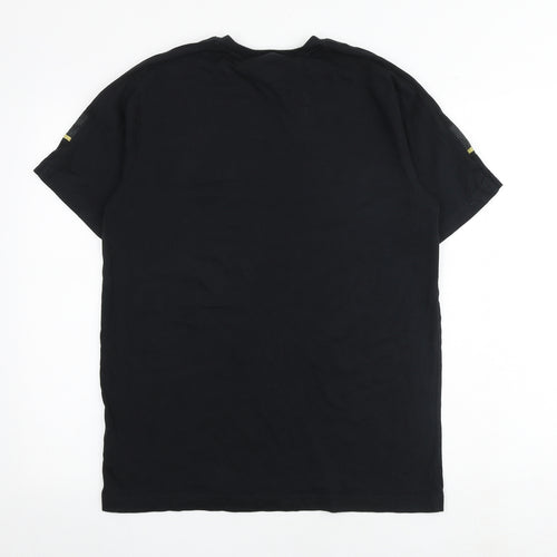 adidas Mens Black Cotton T-Shirt Size M Round Neck