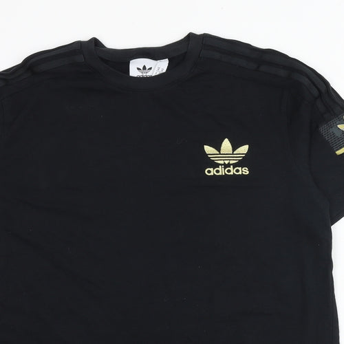 adidas Mens Black Cotton T-Shirt Size M Round Neck