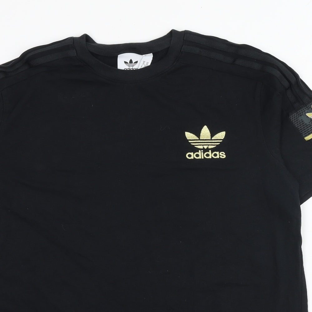 adidas Mens Black Cotton T-Shirt Size M Round Neck