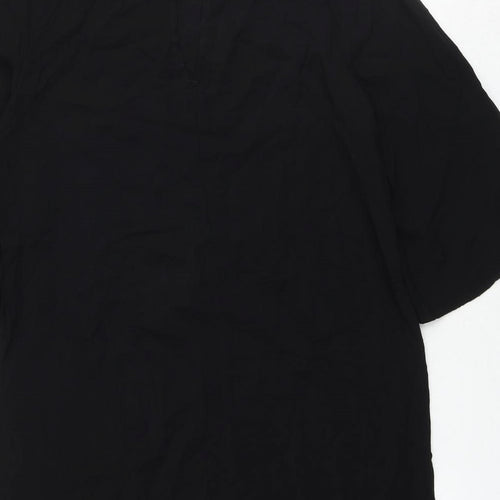H&M Womens Black Viscose A-Line Size 10 Round Neck Button