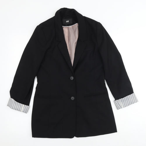 H&M Womens Black Polyester Jacket Blazer Size 6