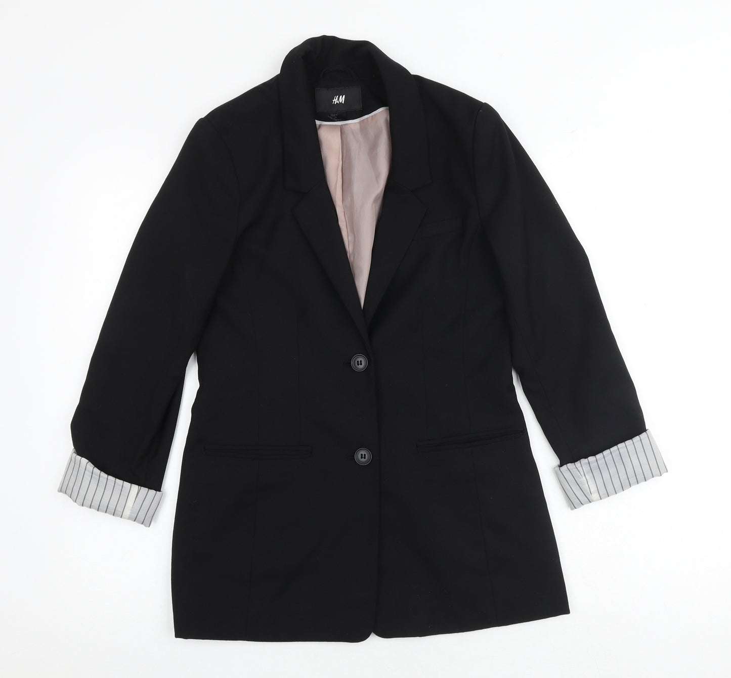 H&M Womens Black Polyester Jacket Blazer Size 6