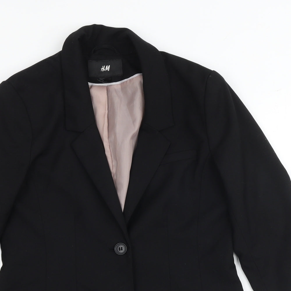 H&M Womens Black Polyester Jacket Blazer Size 6