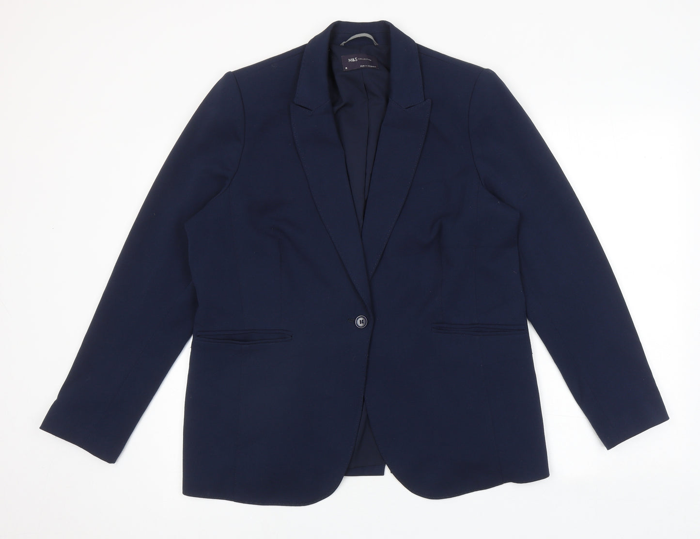 Marks and Spencer Womens Blue Polyester Jacket Suit Jacket Size 18
