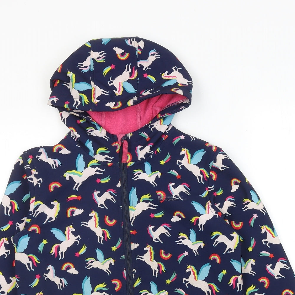 Mountain Warehouse Girls Multicoloured Geometric Jacket Size 11-12 Years Zip - Unicorn Print