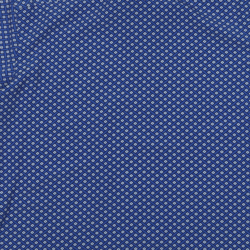 Marks and Spencer Mens Blue Geometric Polyester Button-Up Size XL Collared Button