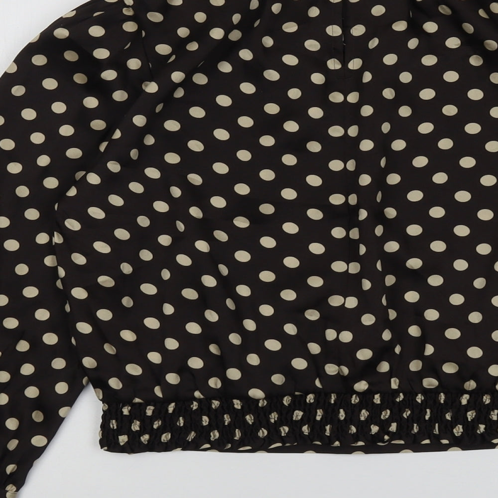 Marks and Spencer Womens Brown Polka Dot Polyester Basic Blouse Size 10 Round Neck