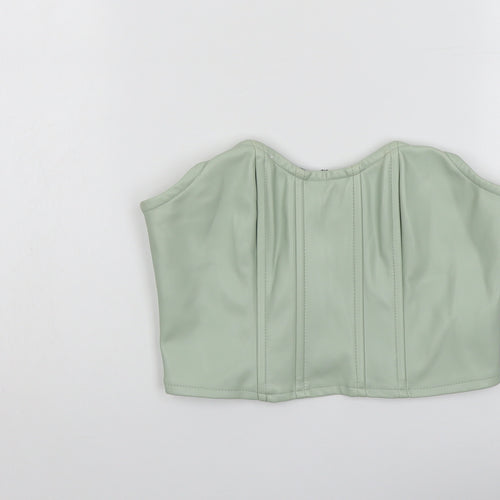 Missguided Womens Green Polyurethane Cropped Tank Size 8 Sweetheart