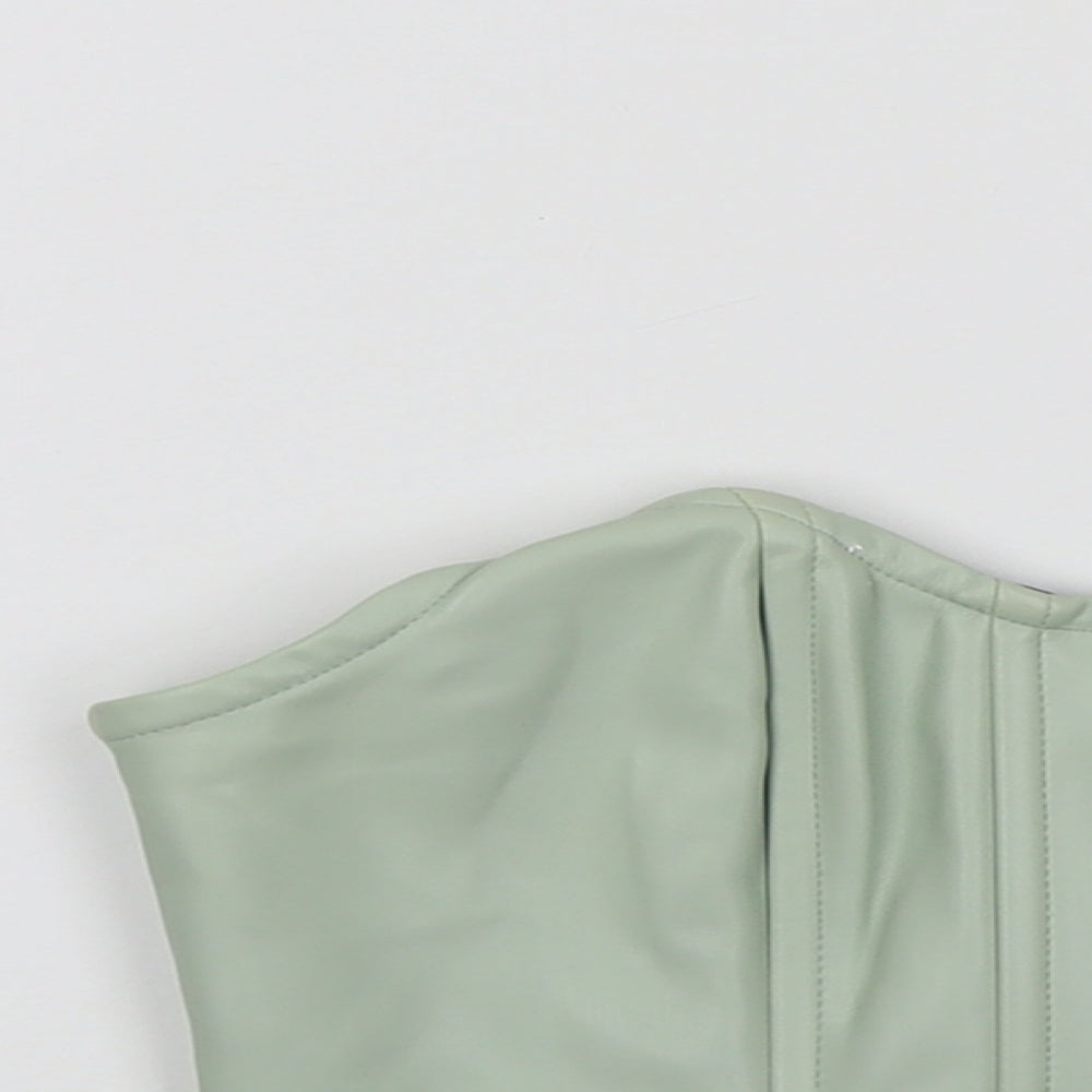 Missguided Womens Green Polyurethane Cropped Tank Size 8 Sweetheart