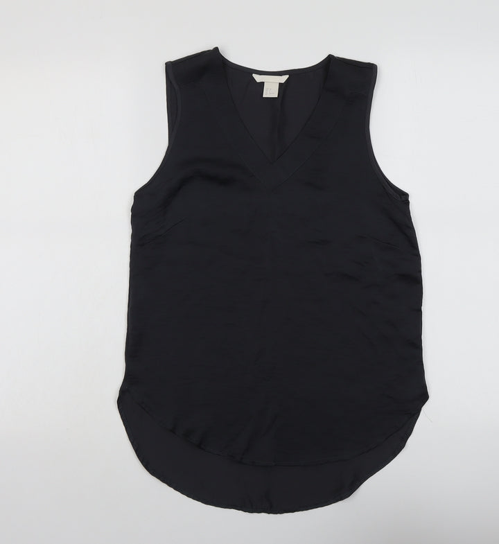 H&M Womens Grey Polyester Basic Tank Size 4 V-Neck