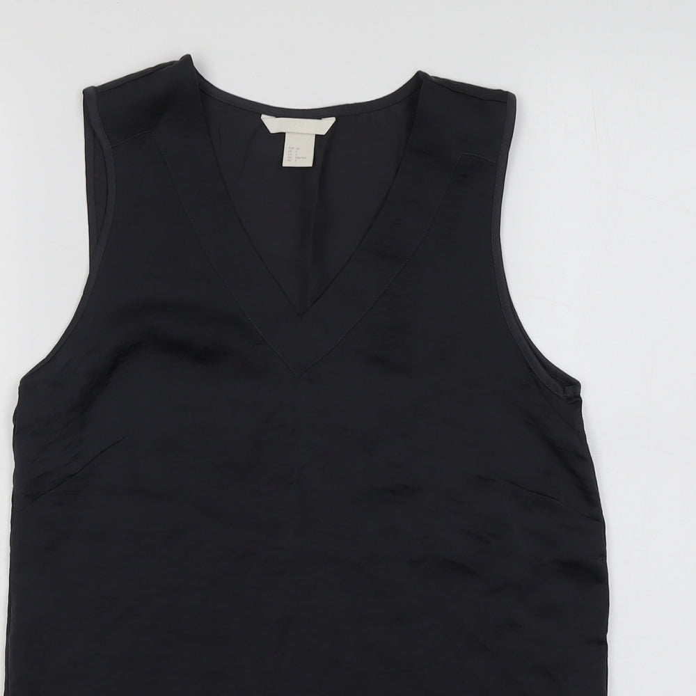 H&M Womens Grey Polyester Basic Tank Size 4 V-Neck