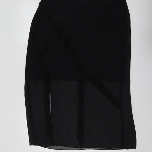 Marks and Spencer Womens Black Polyester A-Line Skirt Size 18 Zip - Sheer overlay