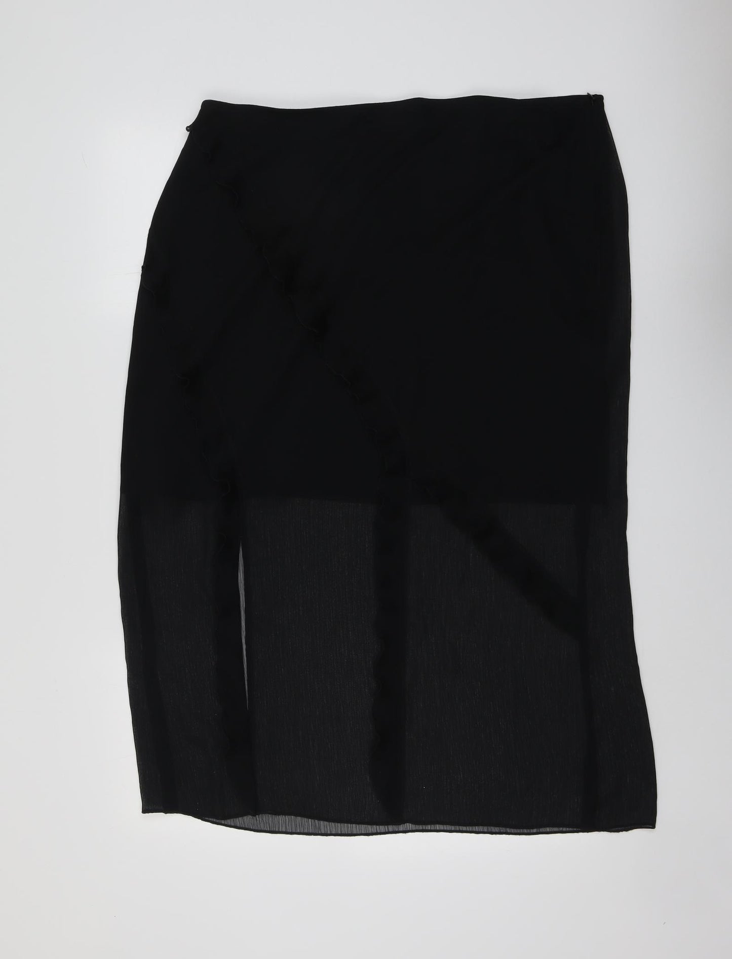 Marks and Spencer Womens Black Polyester A-Line Skirt Size 18 Zip - Sheer overlay