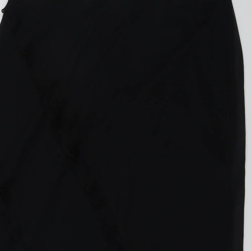 Marks and Spencer Womens Black Polyester A-Line Skirt Size 18 Zip - Sheer overlay