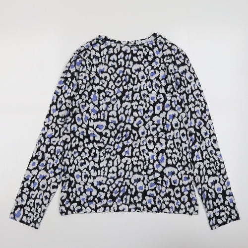 Marks and Spencer Womens Blue Geometric Polyester Basic Blouse Size 6 Round Neck