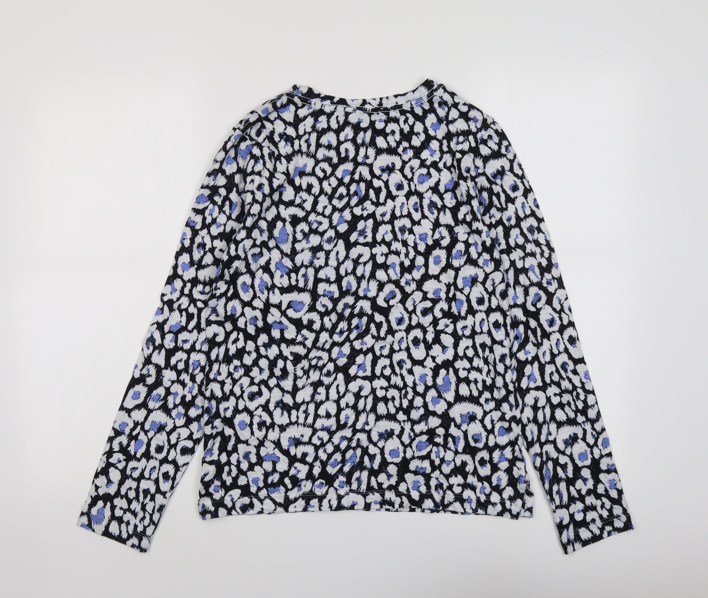 Marks and Spencer Womens Blue Geometric Polyester Basic Blouse Size 6 Round Neck