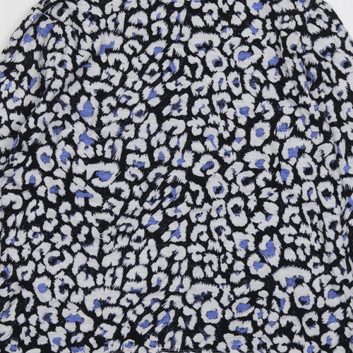 Marks and Spencer Womens Blue Geometric Polyester Basic Blouse Size 6 Round Neck