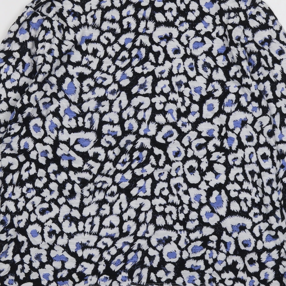 Marks and Spencer Womens Blue Geometric Polyester Basic Blouse Size 6 Round Neck