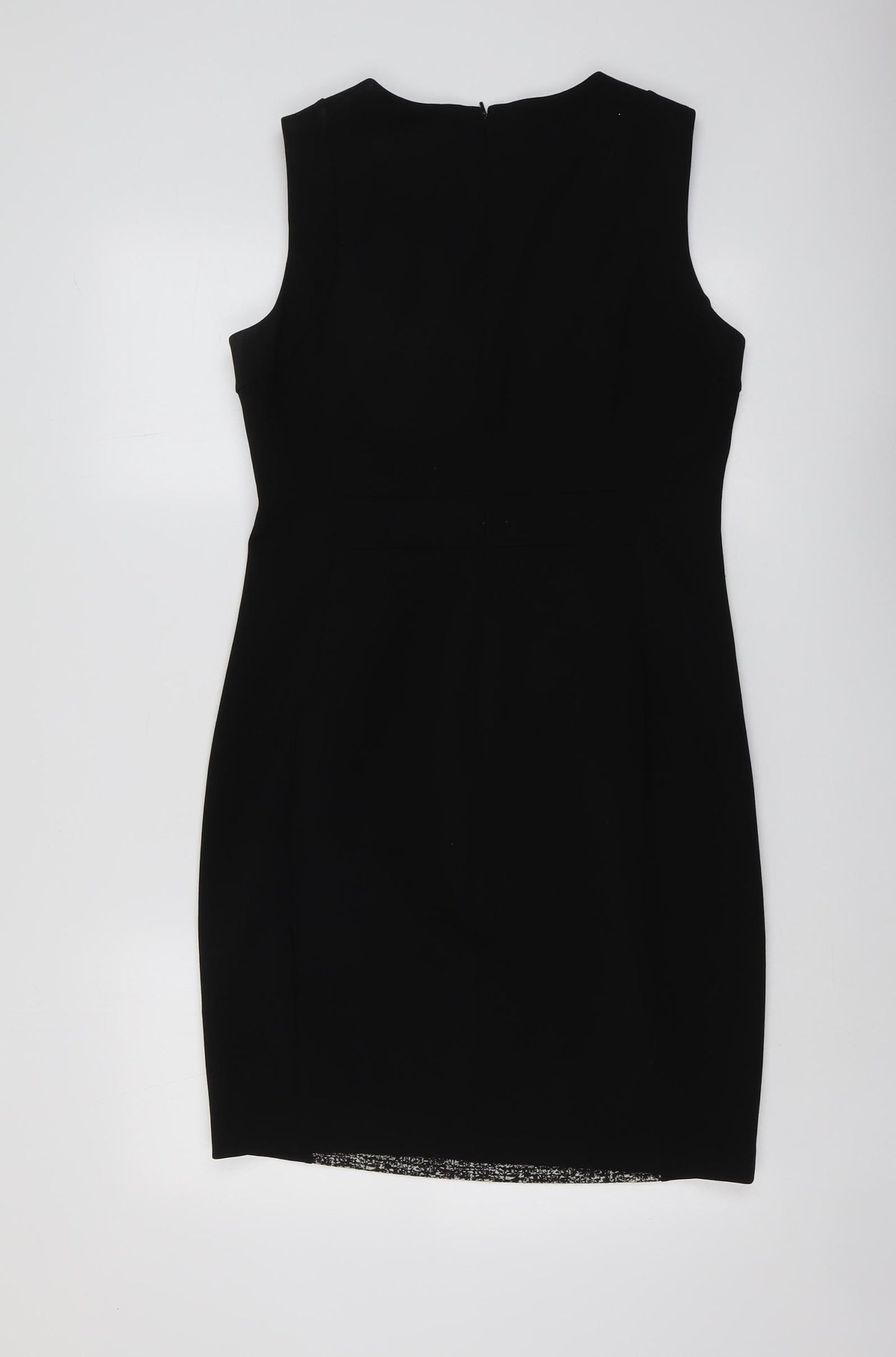 Donna Karan Womens Black Colourblock Polyester Shift Size 14 Round Neck Zip