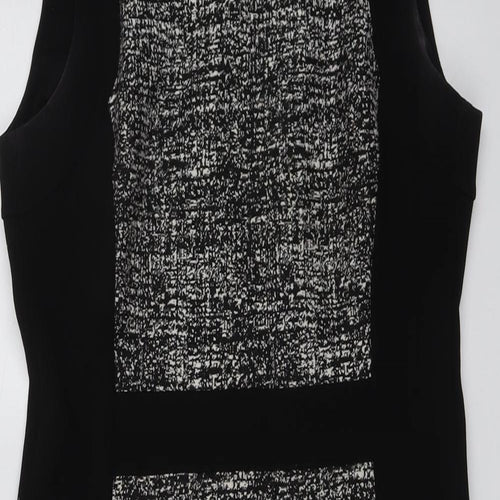 Donna Karan Womens Black Colourblock Polyester Shift Size 14 Round Neck Zip