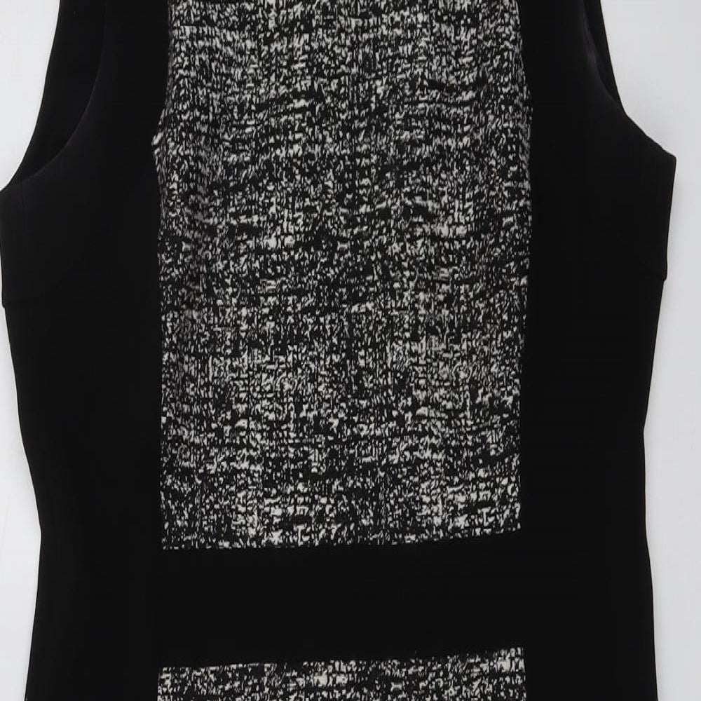 Donna Karan Womens Black Colourblock Polyester Shift Size 14 Round Neck Zip