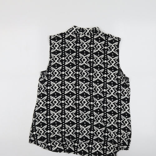 Paraphrase Womens Black Geometric Viscose Basic Tank Size 14 V-Neck