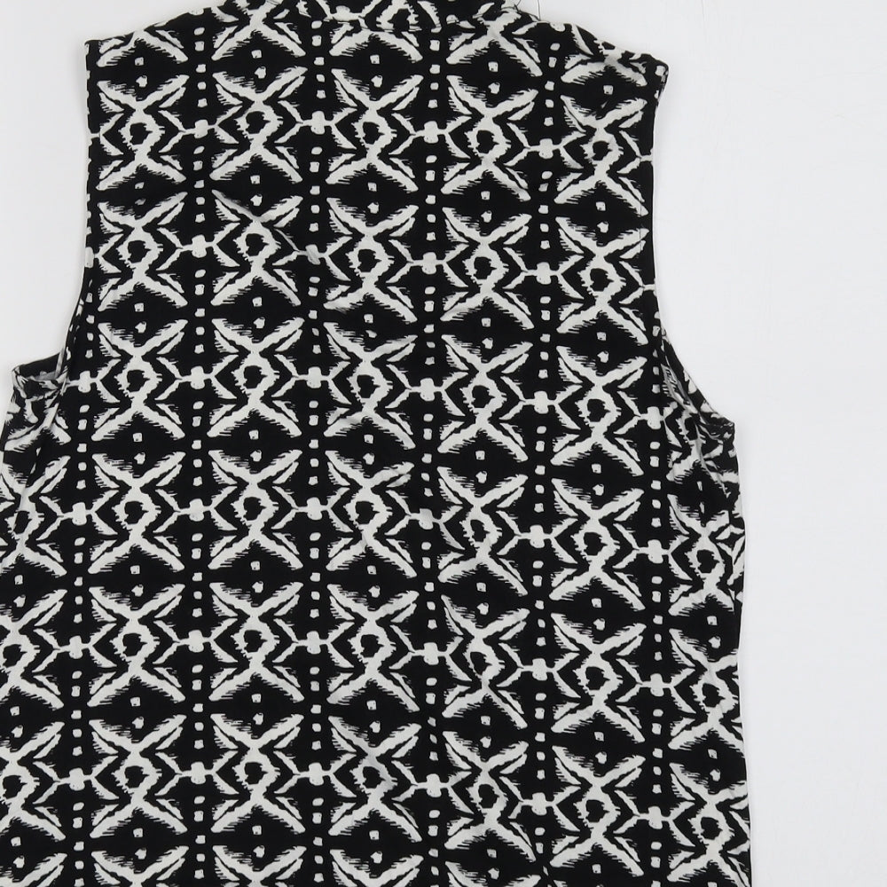 Paraphrase Womens Black Geometric Viscose Basic Tank Size 14 V-Neck