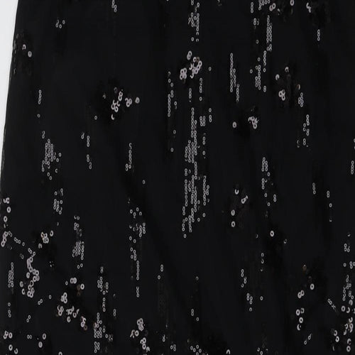 Marks and Spencer Womens Black Geometric Polyester A-Line Skirt Size 10