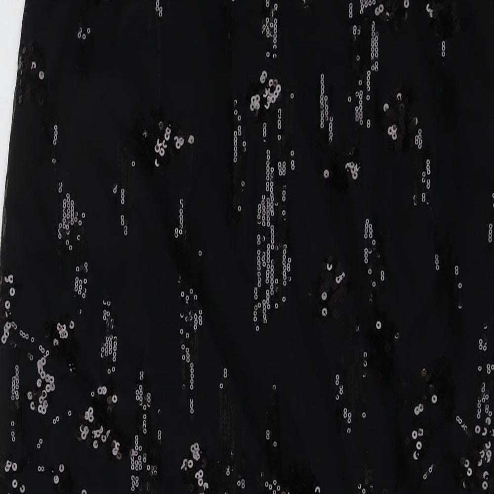 Marks and Spencer Womens Black Geometric Polyester A-Line Skirt Size 10